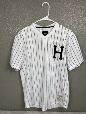 Бейсбольная футболка Huf мужская средний размер белая в тонкую полоску - Изображение 1 из 4