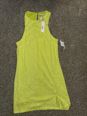 Women’s Topshop Racer Sequin Minidress Size 12 In Lime Color - Image 1 of 4