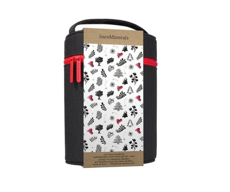 Bolso de Cosméticos BareMinerals Negro Lona Rojo Cremallera Edición Navidad Asa ¡NUEVO! Foto 1 de 3