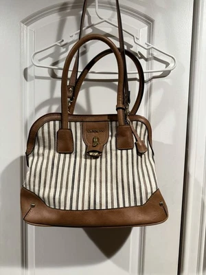 Bolso de Mano London Niebla Marrón y Blanco Rayas Grande Foto 1 de 2