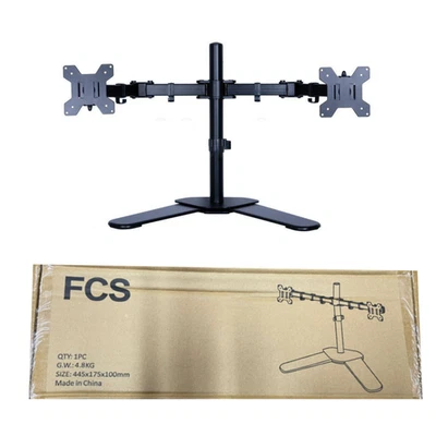 Dual Arm LCD PC Monitor Mount Desktop Free Stand 13-27" Screen Riser TV Bracket - Image 1 of 4
