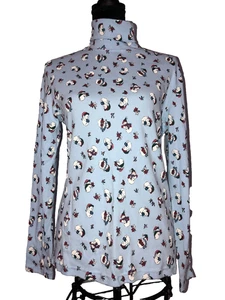 VTG NWT Holiday Editions Women's Christmas Turtleneck Sweater S Blue AOP Snowmen - Picture 1 of 13