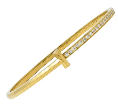 Tiffany & Co. Diamond 18 Karat Yellow Gold T1 Rolling Bangle Bracelet - Image 1 of 4