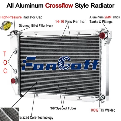 3Row Aluminum Radiator For 71-1973 72 Ford Mustang Fairlane Torino LTD Cougar V8 - Image 1 of 4