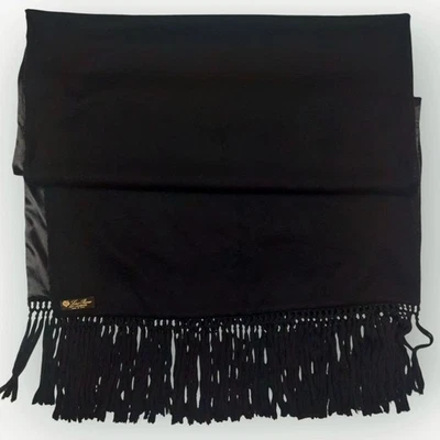 Loro Piana Bufanda Grande Cachemir con Flecos Negro 72x200cm Foto 1 de 4