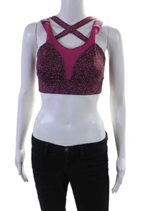 Lululemon Womens Stretch Abstract Strappy Round Neck Activewear Bra Pink Size 8 - Picture 1 of 4
