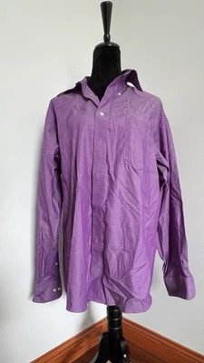 Eagle Shirtmakers Años 80 Dos Capas Pinpoint Manga Larga Púrpura Talla 16 34/35 Foto 1 de 4