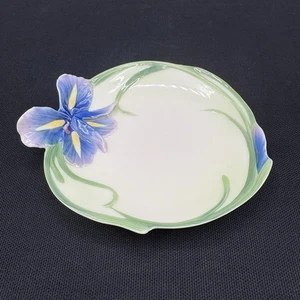 VINTAGE JAPANISCHE FRANZ LILA IRIS PORZELLAN HANDBEMALT SCHALE UNTERTASSE FZ00129 - Bild 1 von 5