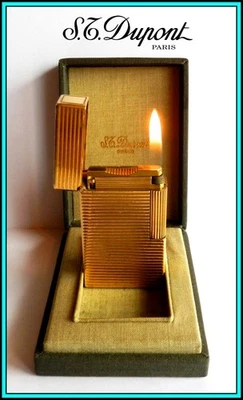 S.T. Accendino DUPONT Line 1 grande placcato ORO GIALLO con scatola - APPENA REVISIONATO - Immagine 1 di 4