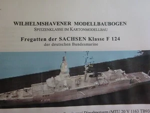 Fregatte Sachsen Typ 124 Wilhelmshavener Modellbaubogen Bastelbogen Kartonmodel - Bild 1 von 2