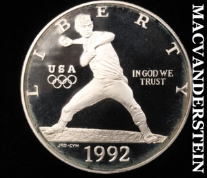 1992-S Olympic Baseball Commemorative Silver Dollar - Choice Gem Proof #Y8831 - Picture 1 of 2