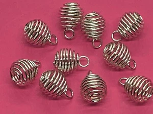 Silver Tone Spiral Bead Cage/Frame - 10 per pack - Picture 1 of 5