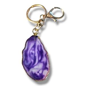 Crystal Bag Charm  Amethyst Keychain Purple Geode Purse Charm  Pearl Key Fob USA