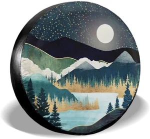 cozipink Abstract Mountains Deer Lake Landscape Spare Tire Cover Wheel Protector - Picture 1 of 12