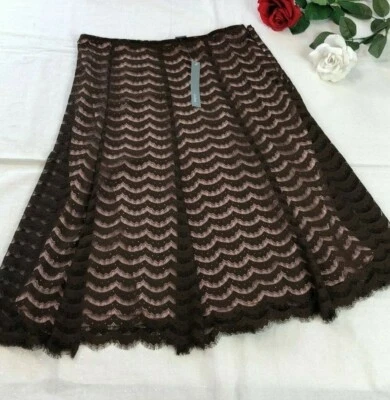 Apt 9 Women's Skirt Pink Liner with Brown Lace Overlay Side Zip Size 10 NWT - Image 1 of 4