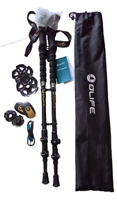 Bastes de trekking OLIFE Beamwalk T3 II, paquete de 2 plegables, negros - Imagen 1 de 6