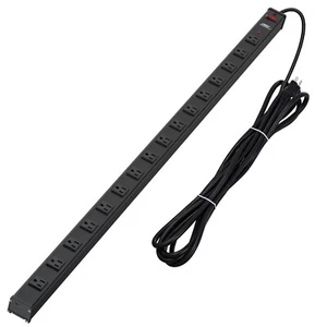 Power Strip 16 Outlets Multi Metal Housing Heavy Duty 15 Feet Cord Black CRST - Picture 1 of 8