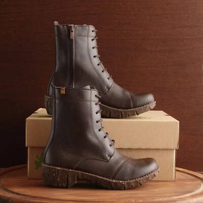 El Naturalista Boots Womens SZ EU 37 US 7 Brown Vegan Side Zip Ankle Comfort NIB - Image 1 of 4