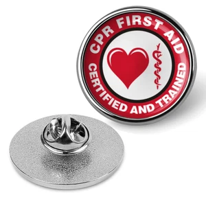 Primeros Auxilios RCP - Camisa Traje Sombrero Certificada y Entrenada Solapa Tie Tac - Plateada - Imagen 1 de 3