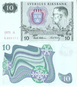 SWEDEN 10 KRONR 1975 P-52 UNC - Picture 1 of 1