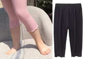 Modal Kids Leggings Breathable Children Summer Cropped Jacquard Pants - Picture 1 of 8