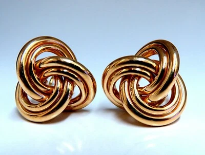 14kt Gold Textured Interlocking Tri Tubular Clip Earrings** - Image 1 of 4