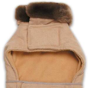 Dog Coat Jacket Zack & Zoey Derby Quilted Pet Coats Microsuede Red Tan Almond
