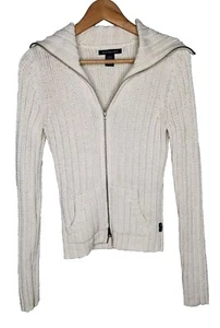 Abercrombie and Fitch Zip Front Sweater in Cream Size M - Picture 1 of 7