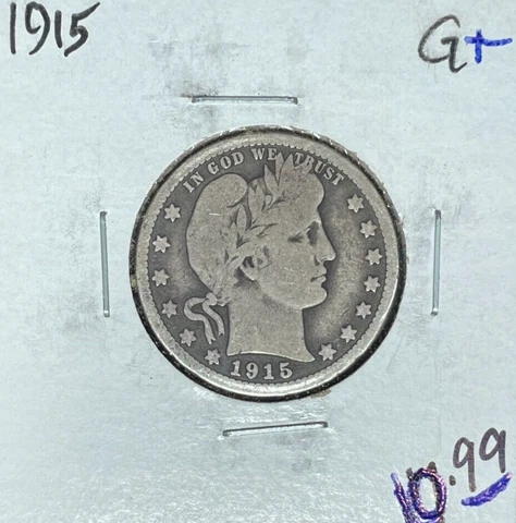 1915-P BARBER SILVER QUARTER ~ GOOD+~NICE COIN~ Cover