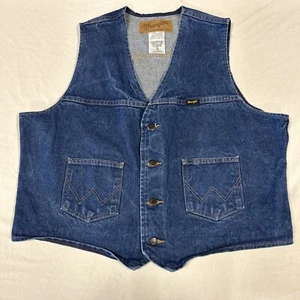 Vintage Wrangler Denim Vest Men’s Size XL Vintage Western Style Jean Vest - Picture 1 of 10