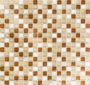 Glasmosaik Mosaik Naturstein beige Braun Bad Sauna WC Küche - 10 Mosaikmatten  - Bild 1 von 9