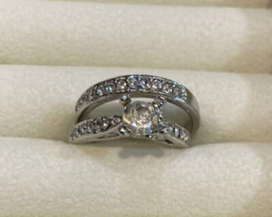Seniutarm Wedding Engagement Ring Set Size US7 NEW Zirconia Beautiful Fashionabl - Picture 1 of 11