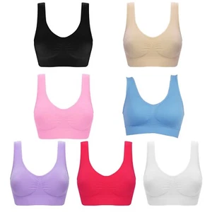  3Pcs Women's Seamless Sports Bras Push Up Padded Wirefree Yoga Bra Sleep Bras - Picture 1 of 18