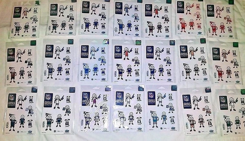 NFL SMALL FAMILY DECAL SET REPOSITIONABLE ASSORTED TEAMS STICKERS - Image 1 of 1