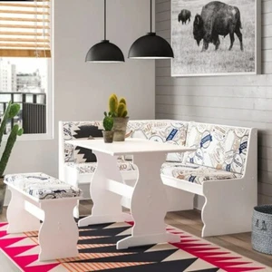 Coffee Cushioned Corner Breakfast Set Nook Dining Bench Table Kitchen Wood Booth - Picture 1 of 7