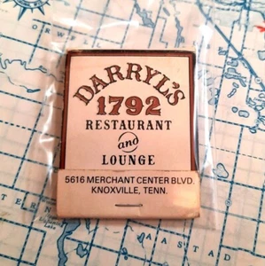 Vintage Matchbook Matches Darryl's 1792 Restaurant and Lounge Knoxville, TN 1980 - Picture 1 of 5