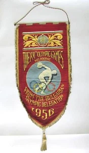 1956 MELBOURNE OLYMPICS BULGARIAN NATIONAL TEAM OFFICIAL FLAG PENNANT XTR.RARE - Picture 1 of 12