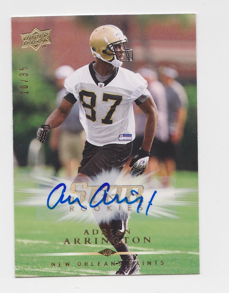 2008 Upper Deck Rookie Autographs #203 Adrian Arrington New Orleans Saints 10/35 - Image 1 of 1