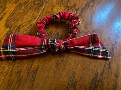 J. Crew Plaid Bow Scrunchie  Red Stewart Plaid AG999 Excellent Condition - Image 1 of 4