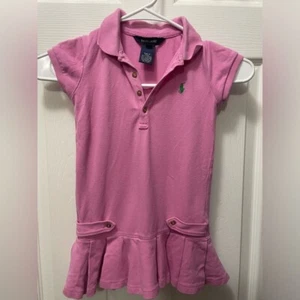 Ralph Lauren Girls Pink Polo Shirt Dress  Classic Collar Cotton - Picture 1 of 4