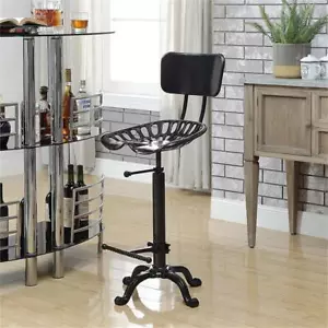 Carolina Classics August Tractor Seat Stool w/ Back in Black - Picture 1 of 4