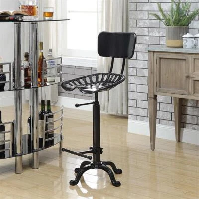 Carolina Classics August Tractor Seat Stool w/ Back in Black - Image 1 of 4