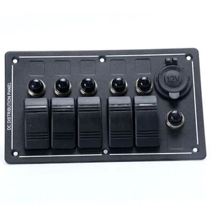 12/24V 5 Gang Waterproof Boat Switch Panel Marine Rocker Switch Marine/Boat/RV - Picture 1 of 9