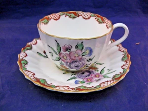 Tazza da tè e piattino - Riproduzione dei primi Worcester - Royal Worcester - Caroline - Foto 1 di 8