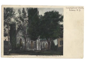 Antique Postcard Antwerp NY Congregational Church Hand Colored Posted 1907 - Picture 1 of 2