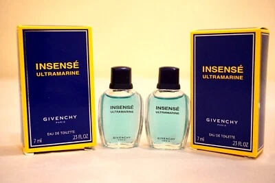 Two pieces of Insense Ultramarine by Givenchy EDT Splash Mini 7 ml  Men Vintage - Image 1 of 4
