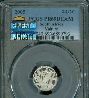 2005 SOUTH AFRICA 2.5 CENTS PCGS PR70 DCAM  MAC FINEST  1466 MINTED COA - Image 1 of 2