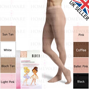 BLOCH GIRLS KIDS FOOTED BALLET DANCE TIGHTS PINK TAN BLACK WHITE COFFEE SUNTAN - Picture 1 of 12
