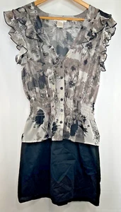 CHARLOTTE RUSSE LG Women Black/Gray Cocktail Dress Ruffle Career Combo - Picture 1 of 7