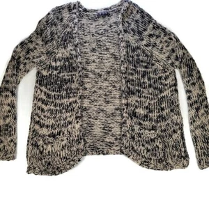 Pol Sweater Womens Medium M Cardigan Cozy Soft Black and White Open Front - Picture 1 of 9